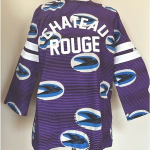 Maison Chateau Rouge Paris shirt purple wax Kente fabric street style XL WOT